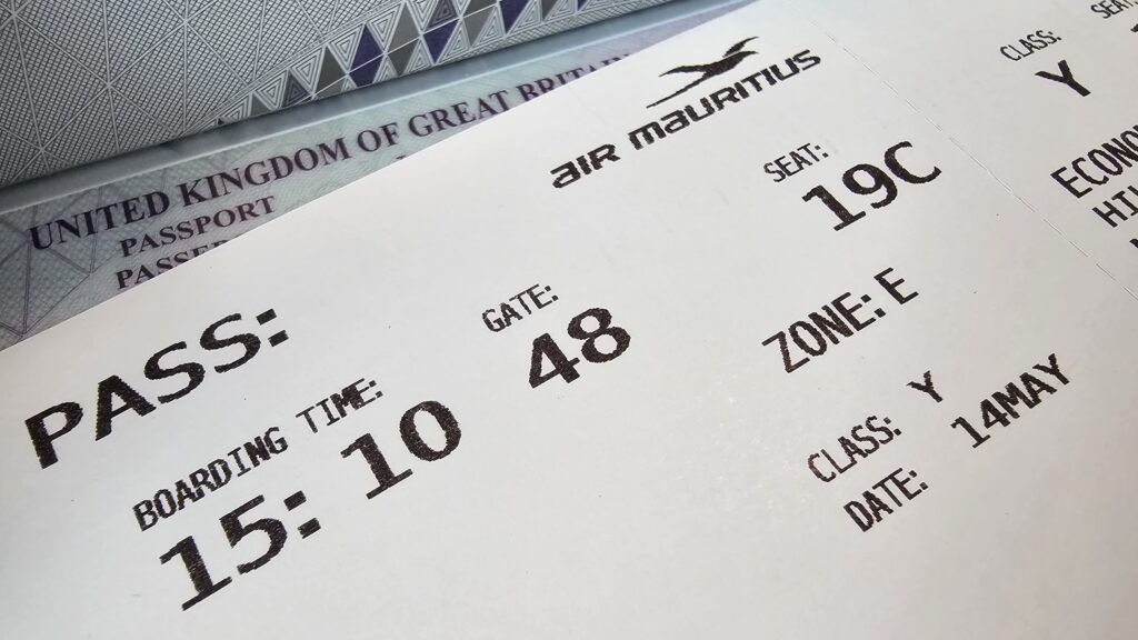 Boarding pass for Air Mauritius