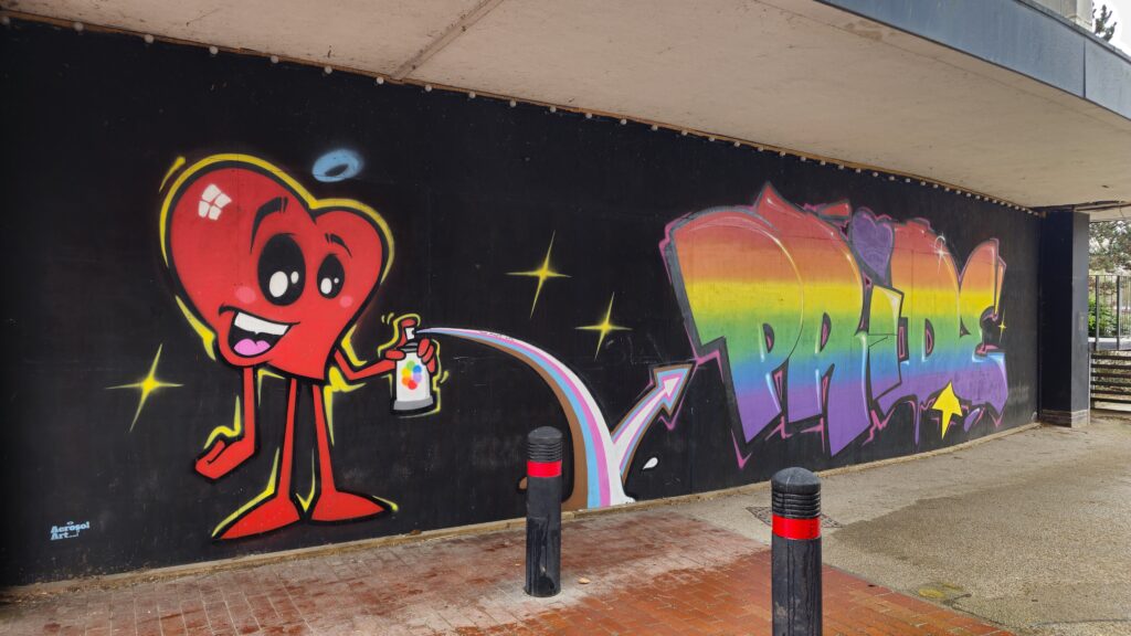 Graffiti depicting the word 'Pride'