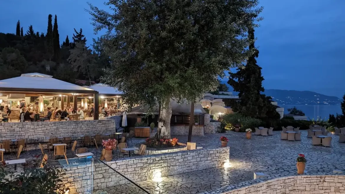 Twilight at a Greek holiday resort