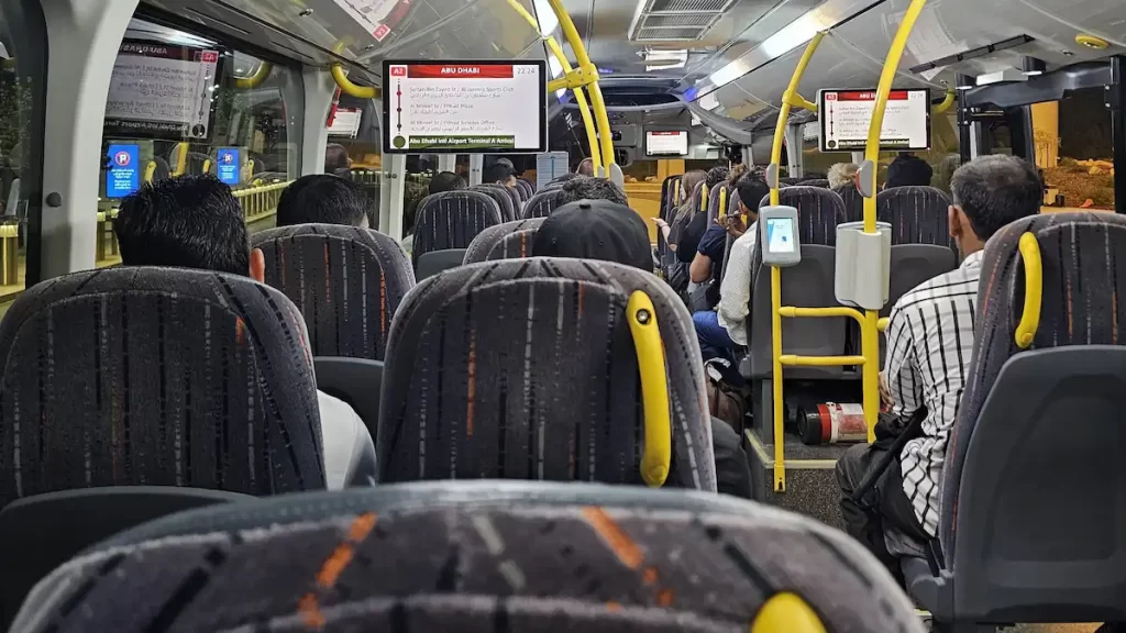 Inside a bus in Abu Dhabi