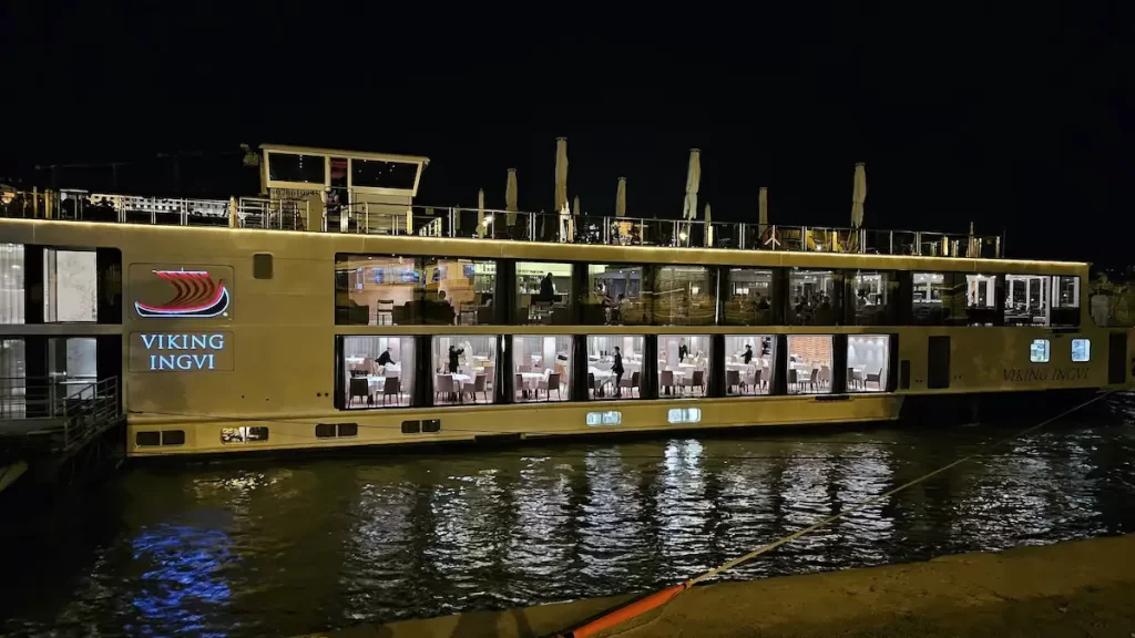 Viking river cruise at night