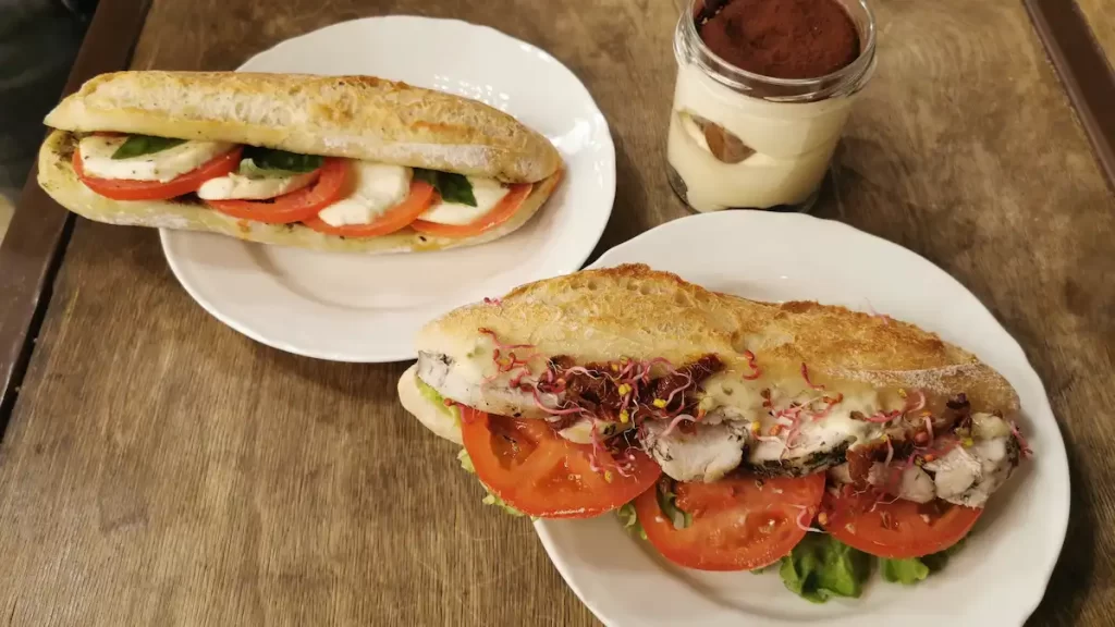 Two baguettes and a tiramasu