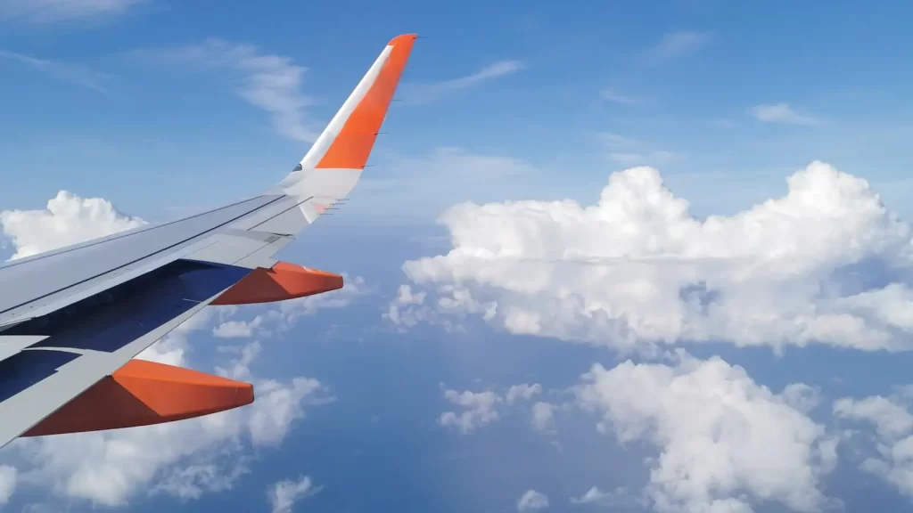 View of clouds from a plane window