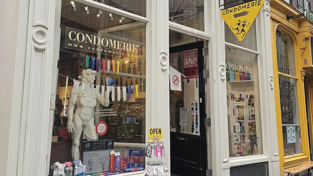 Exterior of a condom shop called Condomerie in Amsterdam